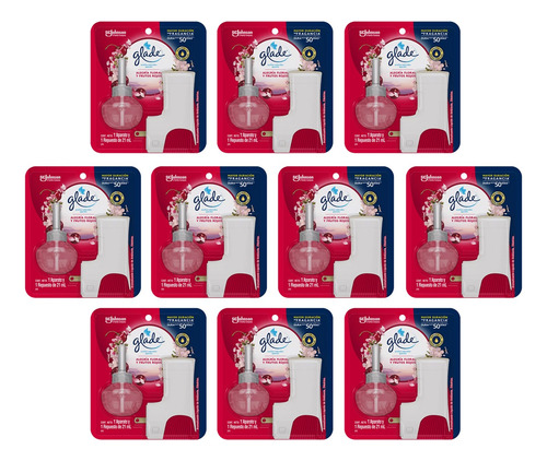 10 Pz Glade Plug Ins Aceites Naturales 21ml Frutos Rojos