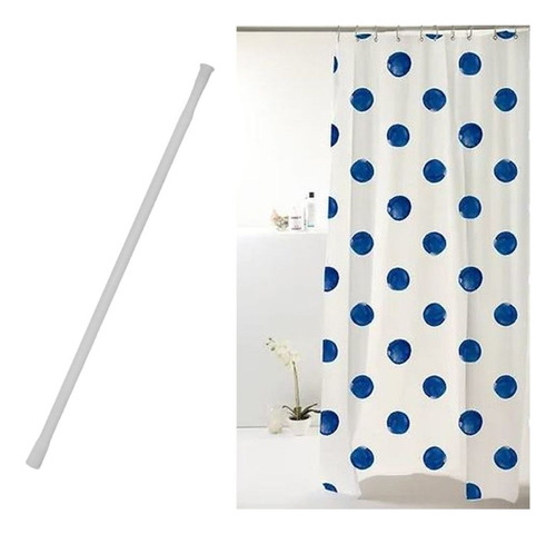 Cortina Box Poliéster198x180cm Tubo Extensível 120cm Banho Cor Bola Azul