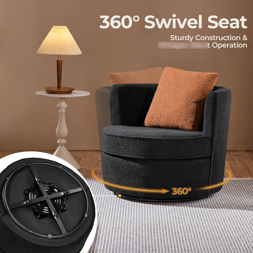 Silla Giratoria De Acento 360 Tapizada Suave Con Almohada