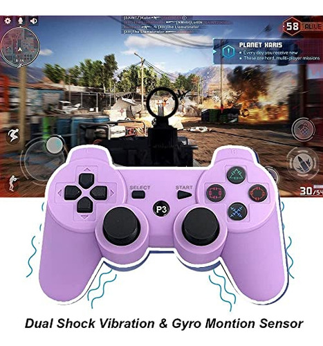 Pack 2 Controladores Inalmbricos Ps3 Bluetooth - Azul Y Mora