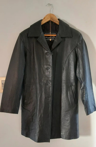 Campera Larga Muy Abrigada, Cuero Vacuno. Talle M Amplio.