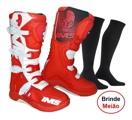 Bota Ims Factory Vermelha/branca Trilha Promoção + Brinde