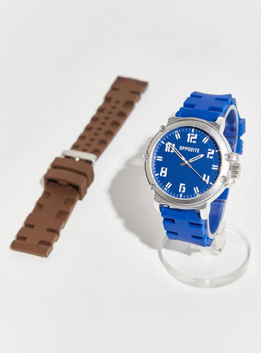 Reloj Análogo Hombre Azul Con Correa Intercambiables 