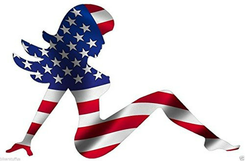 Pegatina  De La Chica Mudflap Con Bandera Americana Para Lap