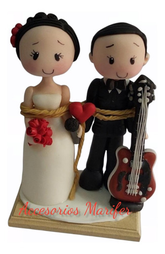 Muñeco Para Pastel  De Boda Con Guitarra. 