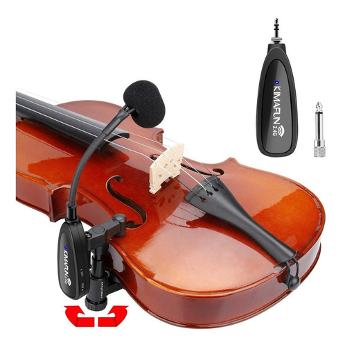 Sistema de microfone sem fio para violino, cor preta