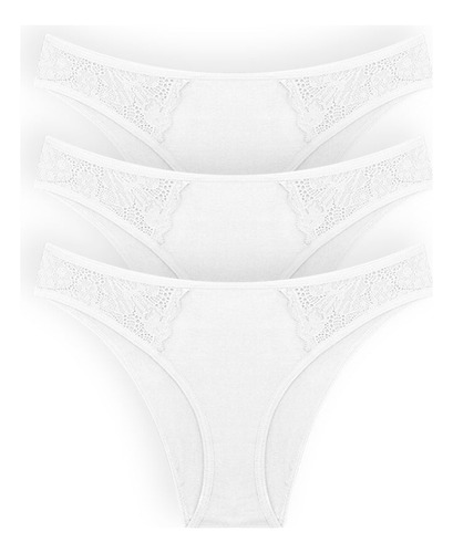 Panty Tanga Algodón Y Encaje (pack X3)(6001)