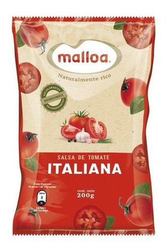 36 Salsas De Tomate Malloa Italiana Tradicional 200 G