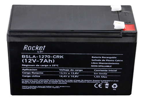 Bateria 12v 7ah Rocket Para Alarmas Ups Energía Solar Moto