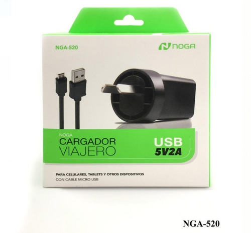 Imagen 2 de 3 de Cargador De Celular Usb Universal Pared Noga Nga-520 + Cable