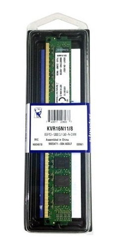 Memoria RAM ValueRAM color verde 8GB 1 Kingston KVR16N11/8