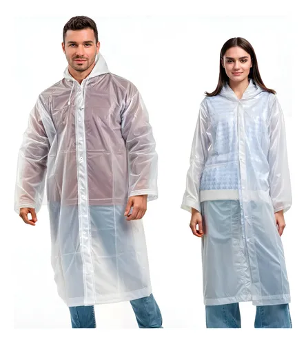 Kit 3 Capa De Chuva Reforçada Pvc Transparente Resistente Transparente Único