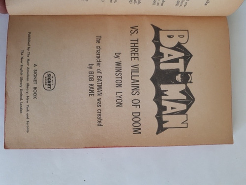 Libro Vintage D 1966 Batman Villians Of Doom Novela N Inglés (Usado)