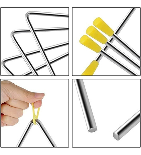 Imagen 3 de 7 de Eastrock Triángulo Instrumentos Musicales 4 Pack 7 8 9 10 .