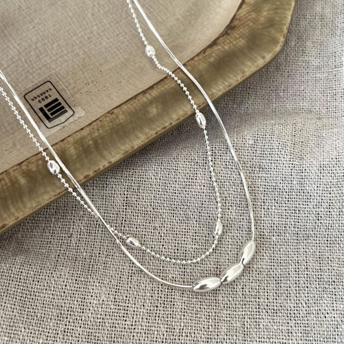 Sofisticado Collar De Hueso De Serpiente En Capas Para Mujer