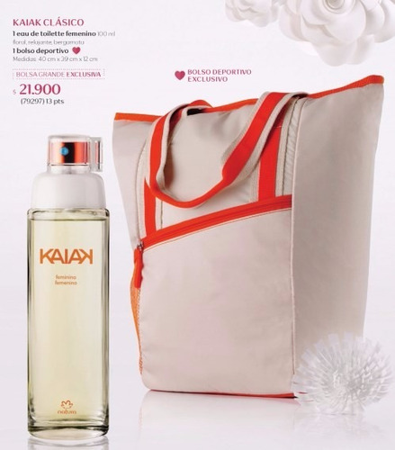 Kit Natura Kaiak Femenino Perfume + Bolso Deportivo