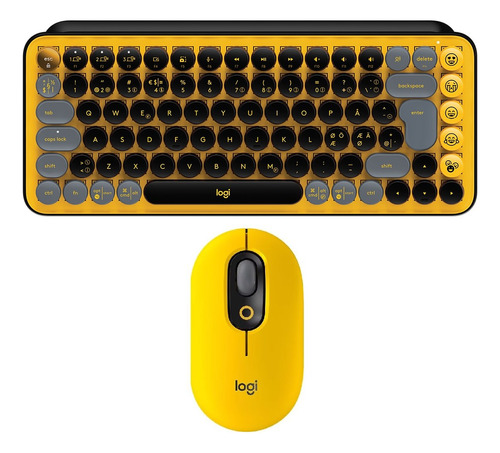 Teclado Logitech Pop Keys Mecanico Español + Mouse Amarillo