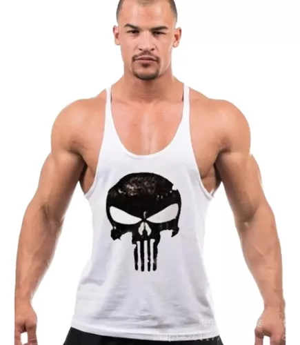 Playera Olimpica Gym Skull Estampado Hombre Camiseta Fitness