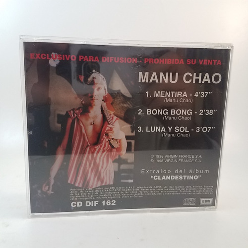 Manu Chao - Mentira - Bong Bong - Luna Y Sol - Cd - Ex
