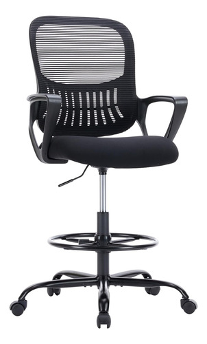 Ergonomic Drafting Tall Standing Desk Office Chair, Black