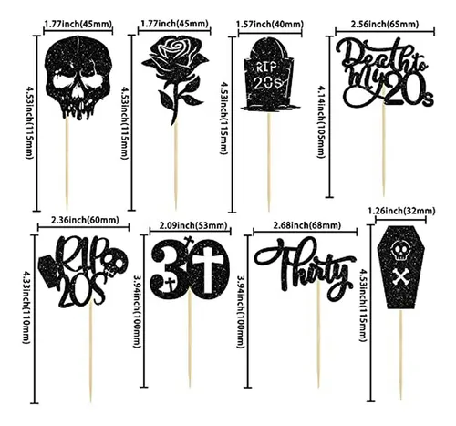 Decoración Para Fiesta De Cumpleaños 30 Años Rip 20s Cupcake