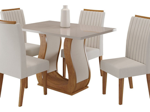 Conjunto Mesa De Jantar Retangular Amore 120x80cm Com Vidro