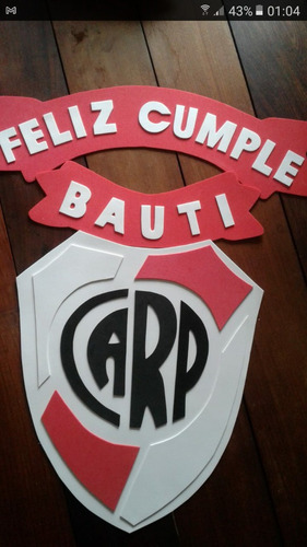 Cartel Cumpleaños - River Plate - Goma Eva 32 X 35 Cm