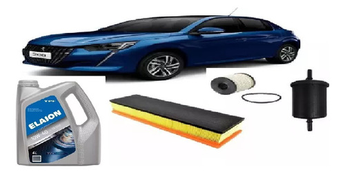 Kit 3 Filtros  Peugeot 208 1.5 +4l Ypf  10w40 Semi Sintetico