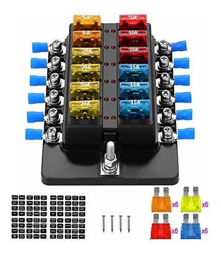Weiruixin - Soporte De Caja De Fusibles 12 Vías Con Indicado