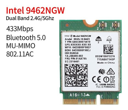 Tarjeta Modulo Wifi M.2 Intel Ac9462ngw Dualband Bluetooth 