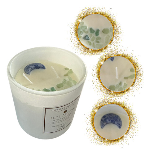 Vela Aromática C/cuarzos Cera De Soya Incienso Y Salvia 850g