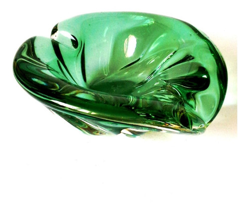 Cenicero Cristal Murano Pequeño Forma Hoja Verde Claro