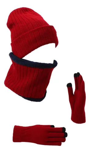 comprar Juego De 3 Bufandas Y Guantes Para Gorro Invierno Rojo