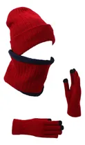 Comprar Juego De 3 Bufandas Y Guantes Para Gorro Invierno Rojo