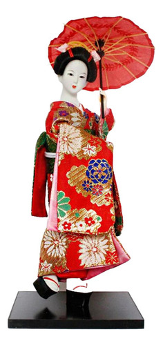 12 Japonesa Gueixa Senhora Estatueta Kimono Vermelho