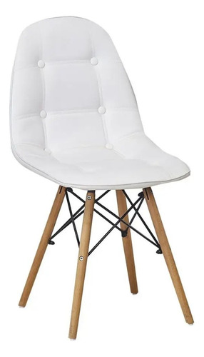 Silla Eames Gris Acolchada Botones Moderna Sala Comedor 