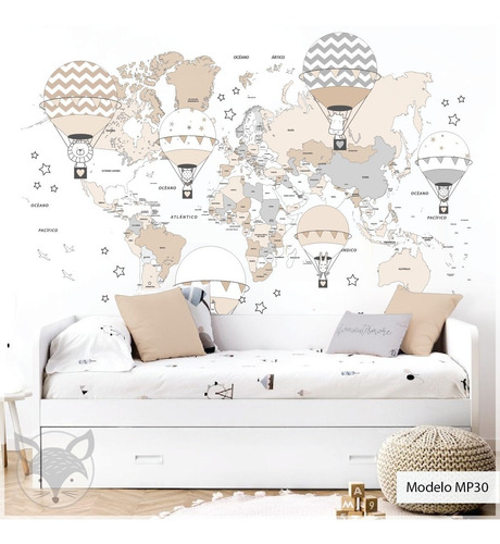 Vinilos Infantiles Mapamundi Mapa Nordico Mp30b 120x80 Cm