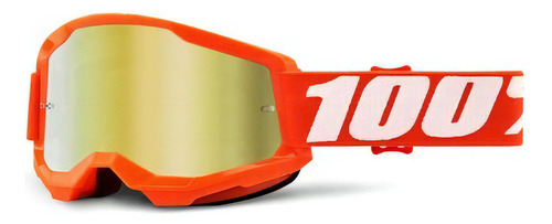 Gafas 100% Strata 2 Motocross Downhill Fxm con lentes espejadas, montura naranja, talla única