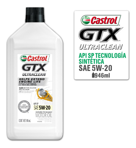 Aceite Castrol Gtx Uc 5w20 Semisintetico Api Sp 946ml