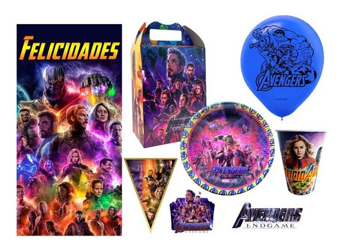 Avengers End Game Endgame Kit 30 Niños Vasos Platos Dulcero