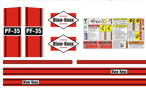 Calcomanías Blaw Knox Pf35 Kit Para Restaurar Pavimentadora