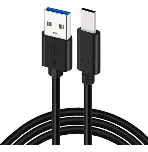 Cabo Usb Preto Flexível 1 Metro Type C Para Moto G10