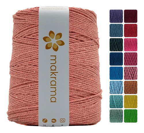 Makrama Cuerda Cordón De Algodón Para Macramé 2mm 1kg Colore Color Rosa Salmon