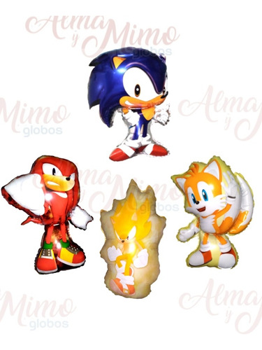 Pack Globos Sonic+ Tails+ Knuckles  + Súper Sonic 