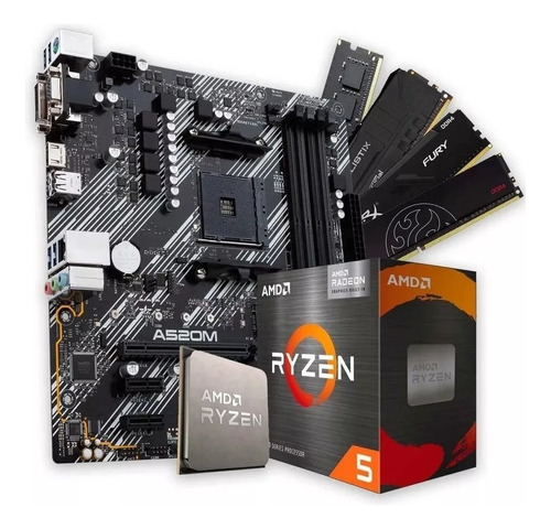 Kit de actualización de placa madre Amd Ryzen 5 5600g A520m sin memoria, color negro