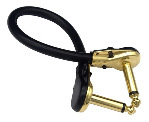 Cable Pedalera Plug Codo Gold 40cm Hamc Pedal Guitarra Bajo