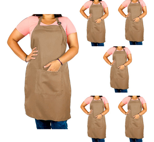 Kit 6 Avental Oxford Garçom Restaurante Cozinha Lanchonete Cor Bege