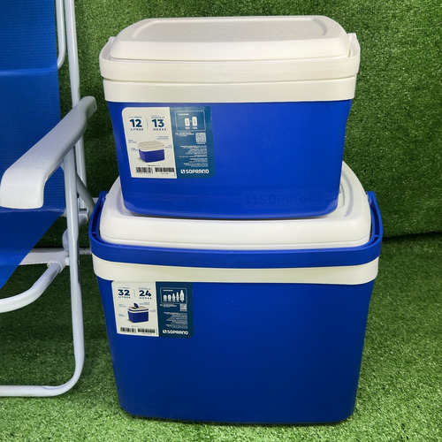 Combo 2 Caixas Cooler Térmica 32 E 12 Litros Azul - Soprano