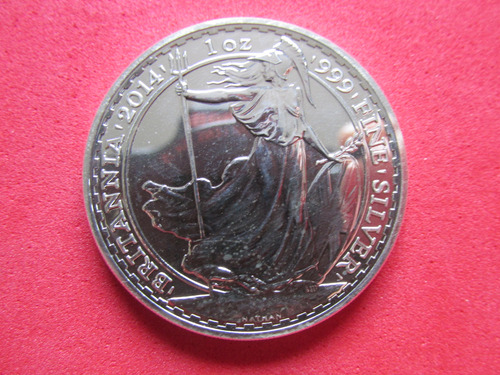 Moneda Inglaterra 2 Libras 1 Onza Plata Reina Isabel Ii 2014 (Usado)