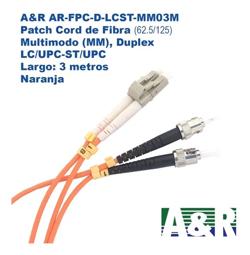 comprar A&r Patch Cord De Fibra Mm Duplex Lc\u002Fupc-st\u002Fupc 3m